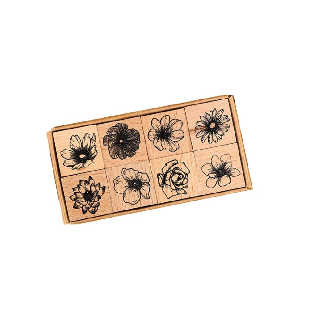 Vintage Flower Seal Set Wood Scrapbooking Seal Decorative Accessories Account Stamp  Scrapbooking