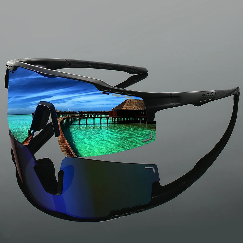 Semi Rimless Sports Goggle Men Y2K Mirror Outdoor Cycling Sunglasses Femal Futuristic Punk Decor Anti-UV Hiking Shades