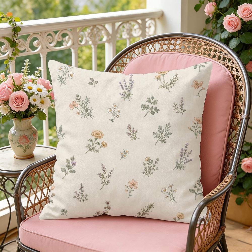 Soft Floral Sprig Cushion Cover Silky Short Plush Invisible Zipper Dustproof Sofa Pillow Case For Home Decor