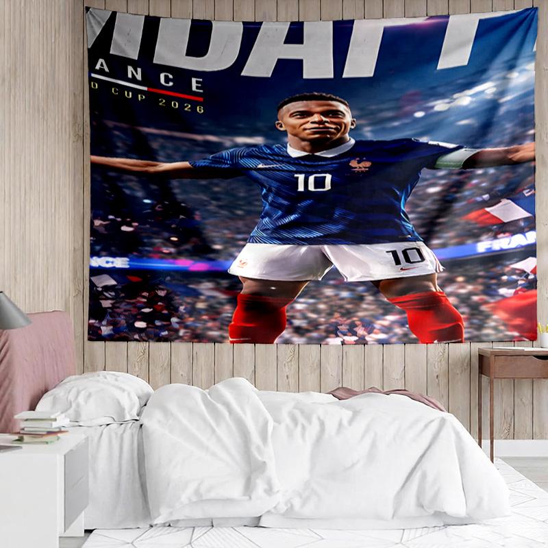 Kylian Mbappé Tapestry for Bedroom Aesthetic Classroom Tapestries Wall Hanging for Living Room Dorm Office,Ideal Creative Gift