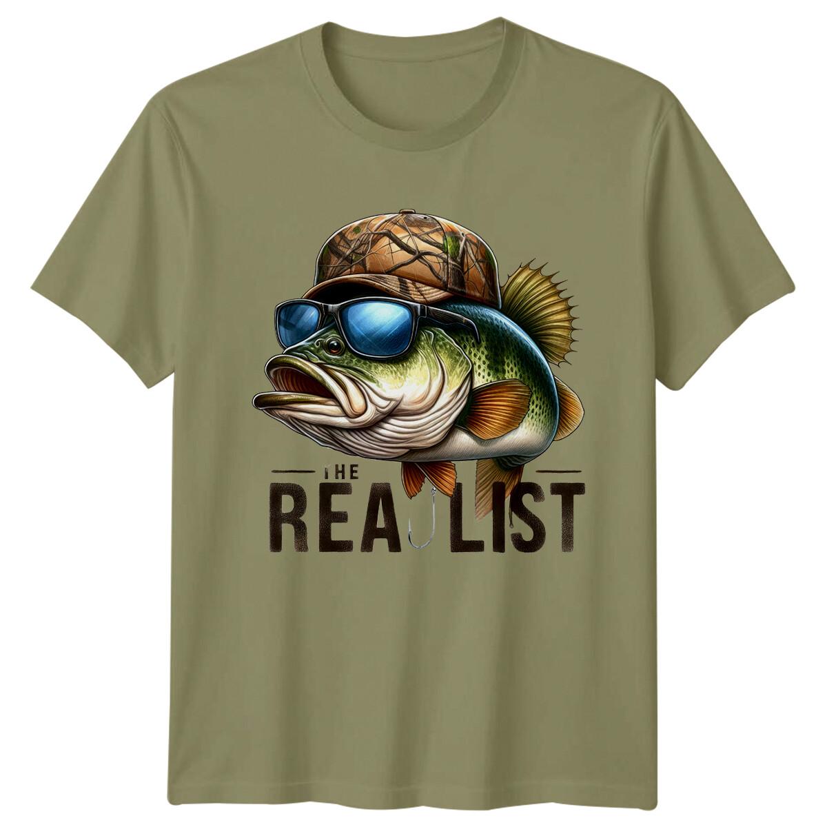 The Realist Bass Fishing Mens T-Shirt Fisherman Gift Angler Tee M