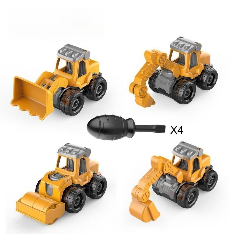 4PCS disassembly and assembly construction vehicle excavator toy DIY disassembly assembly nut sliding excavator toy set