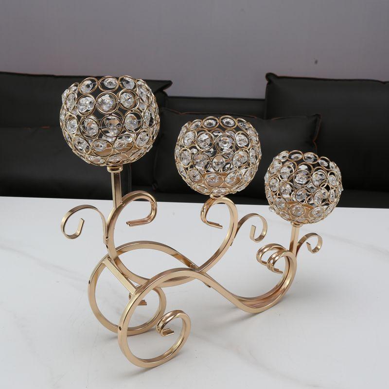 Nordic Candlestick Ornaments, Golden Light Luxury Crystal Home Living Room Table Decoration, Romantic Feather Candlestick New Product