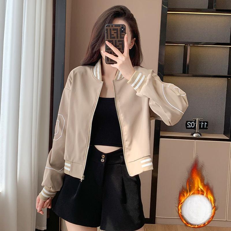 

Куртка женская осенне-зимняя вышитая бейсбольная форма универсальный дизайн маленькая повседневная спортивная велюровая короткая куртка топ XL