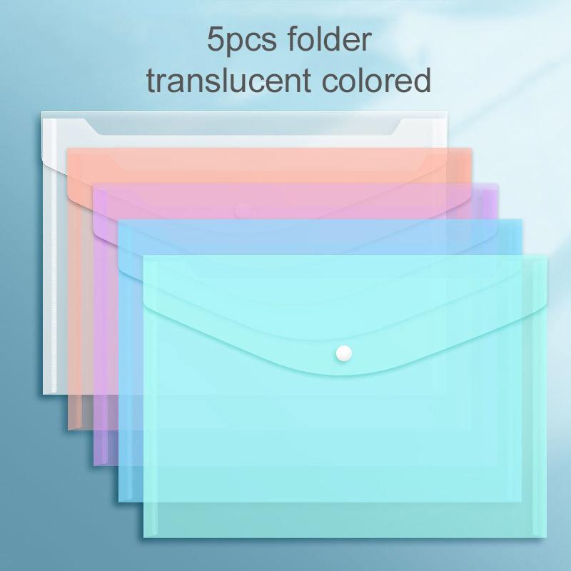 5/10pcs A4 File Bags Transparent Plastic Large-capacity Waterproof Snap-on Type Test Paper Storage Supplies for Archives TMZ