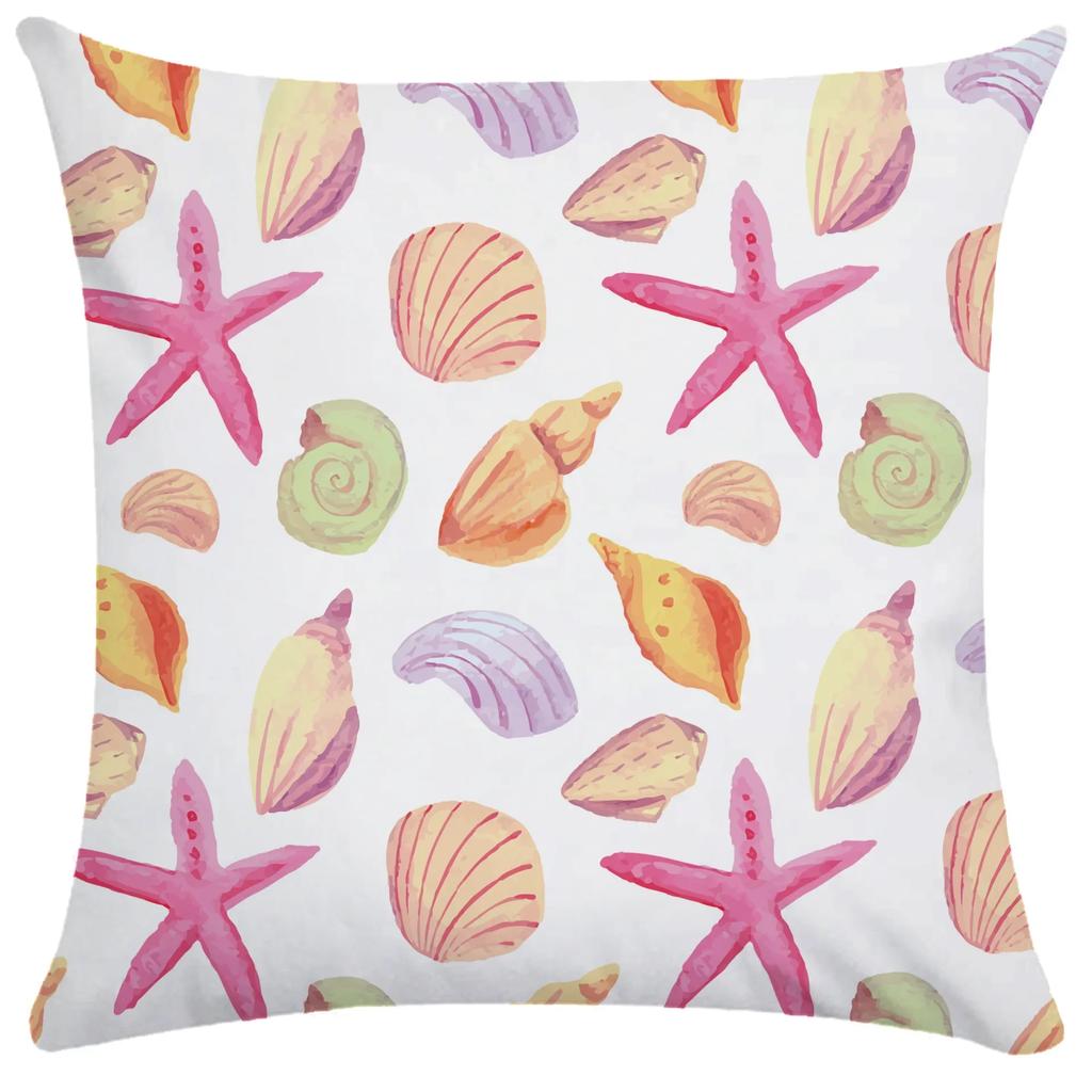 45x45cm Starfish Shell Crab Fish Pillowcase Living Room Sofa Chair Bed Soft Cushion Cover  Home Decoration
