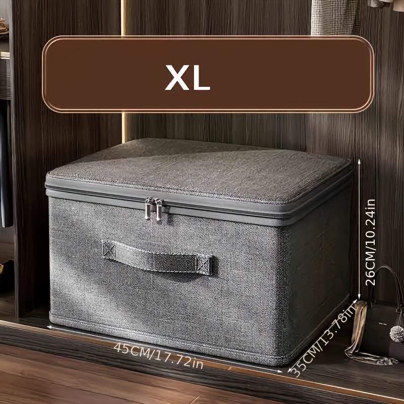 2pcs Set: Large Thick Foldable Storage Bin with Lock | Ideal for Wardrobe Clothing Organization and Living Room Clutter Management, Made of Canvas