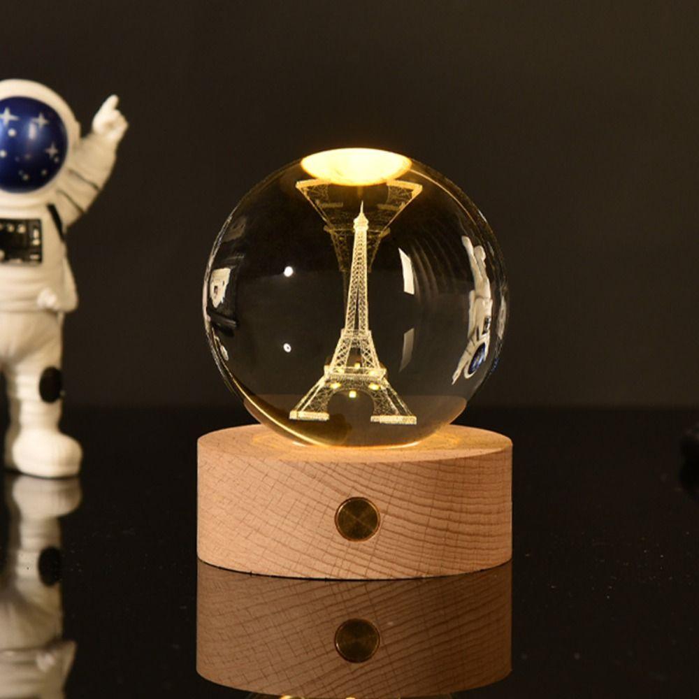 

Creative Small Night Lamp 3D Inner Carving Small Ornaments Luminous Crystal Ball Birthday Gift