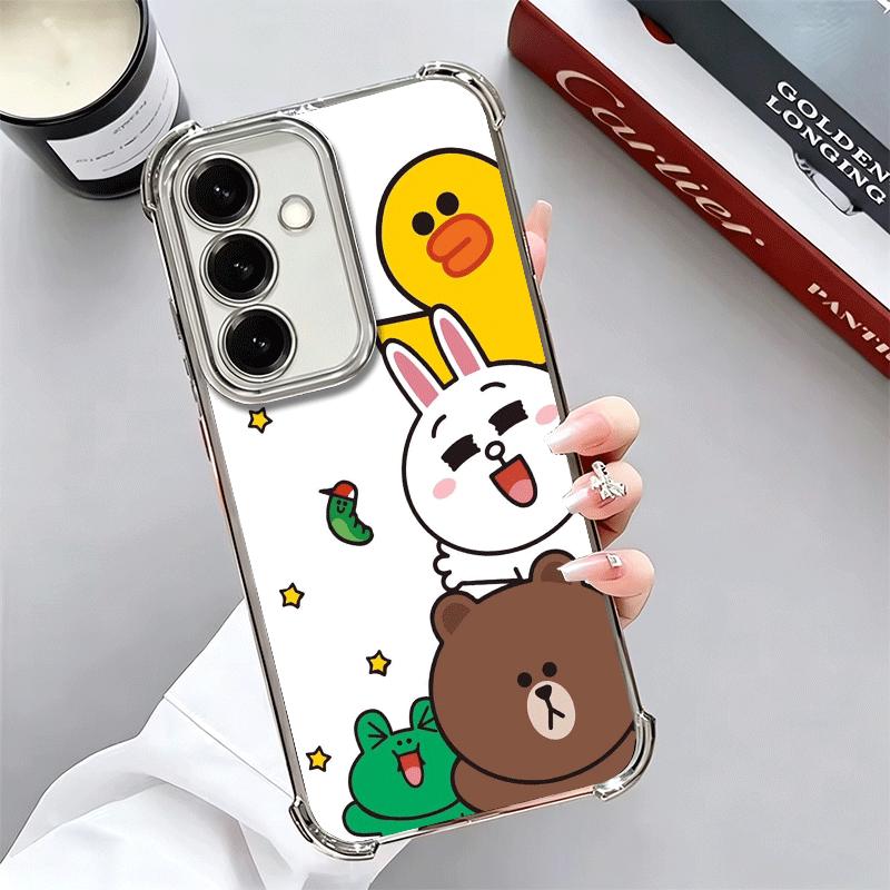 

Cartoon Bear B-Browns C-Conys Plating Phone Case For Samsung A17 A07 A37 A57 A16 A56 A15 A55 A14 A54 A13 A53 A26 A36 A25 A35 A24 Samsung A04S