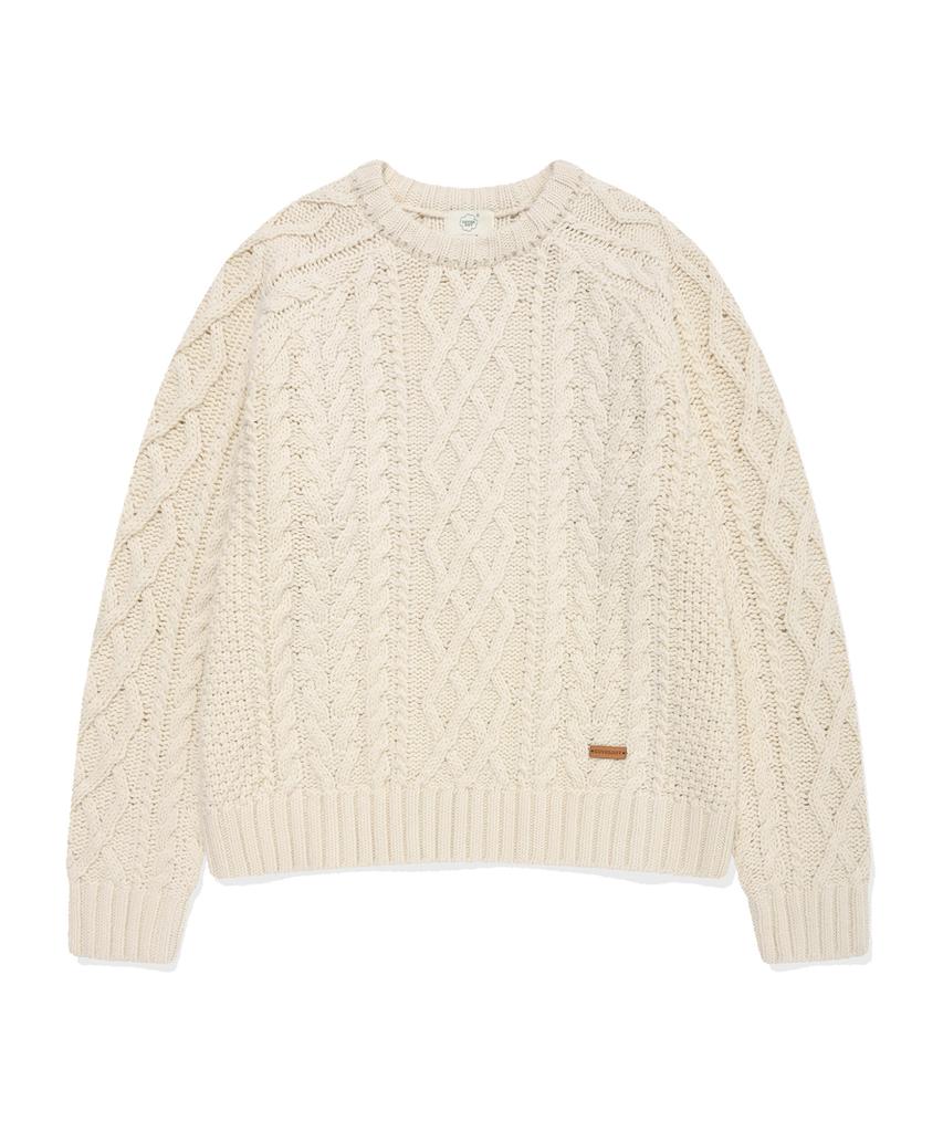 COVERNAT WOMAN Raglan Cable Knit Ivory