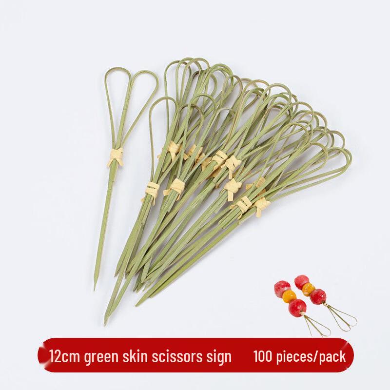 ZISIZ 12cm Green-Tipped Bamboo Skewers for Candied Fruit