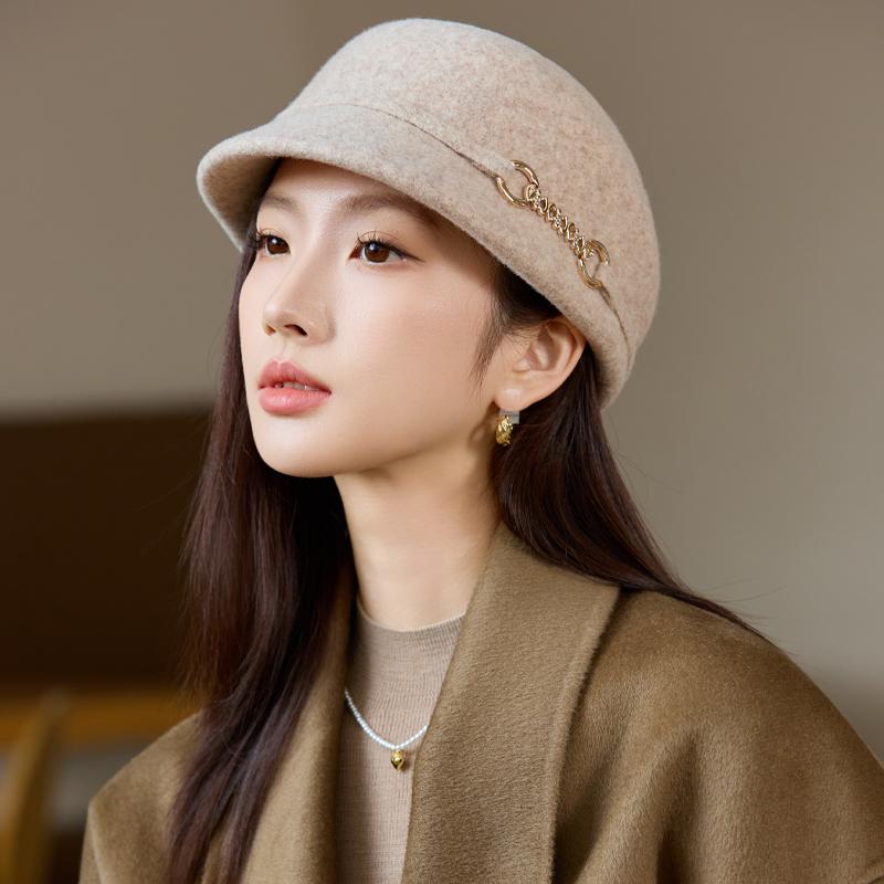French Woolen Cap Women's Fashion Foreign Style Top Hat Autumn and Winter Warm Equestrian Hat Fisherman Hat