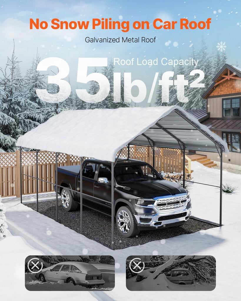 12' x 20' Metal Carport Heavy Duty Outdoor Car Shelter Garage for Boats