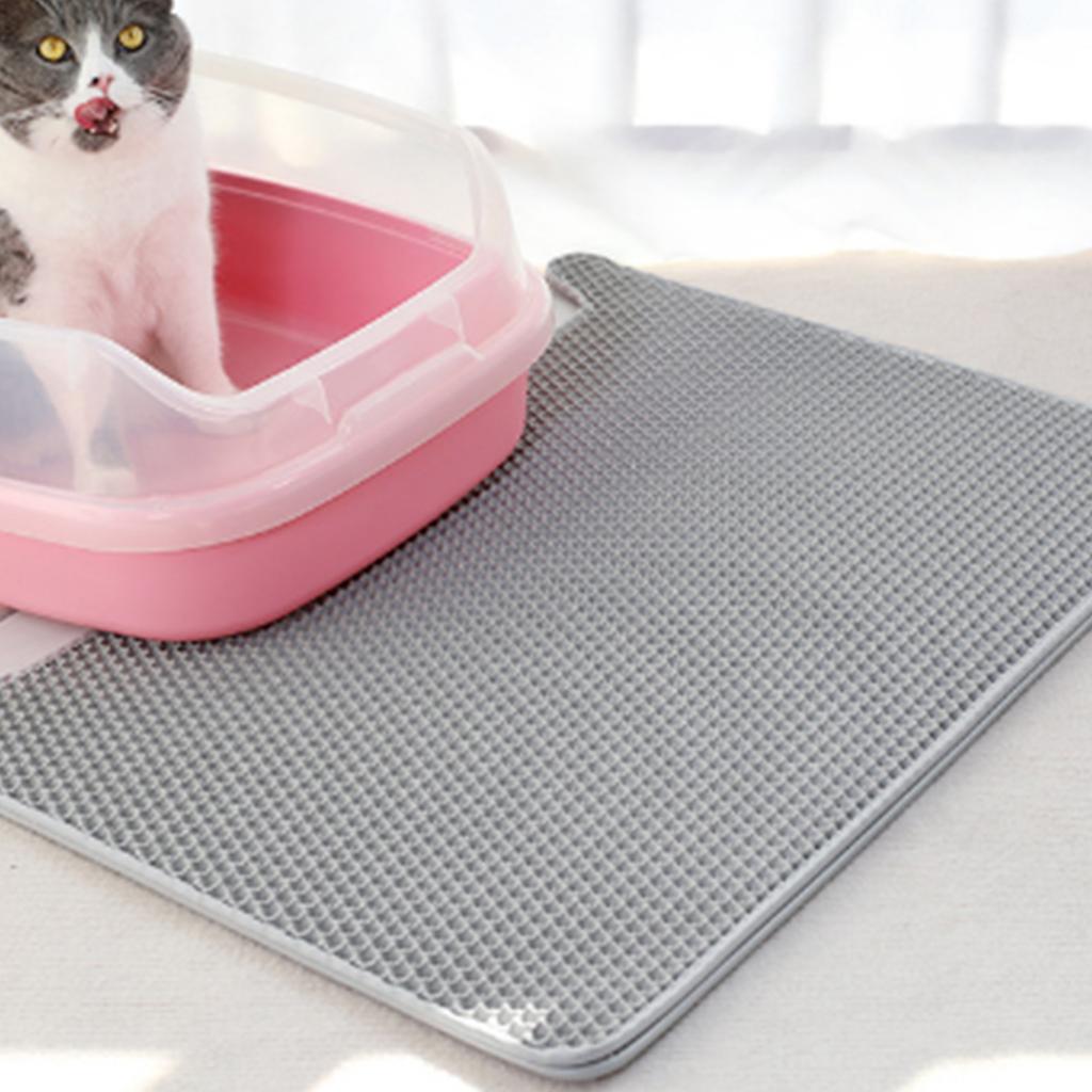 Cat Litter Mat Waterproof Double Layer Foldable Spill Proof Kitten Litter Trapping Mat for Indoor