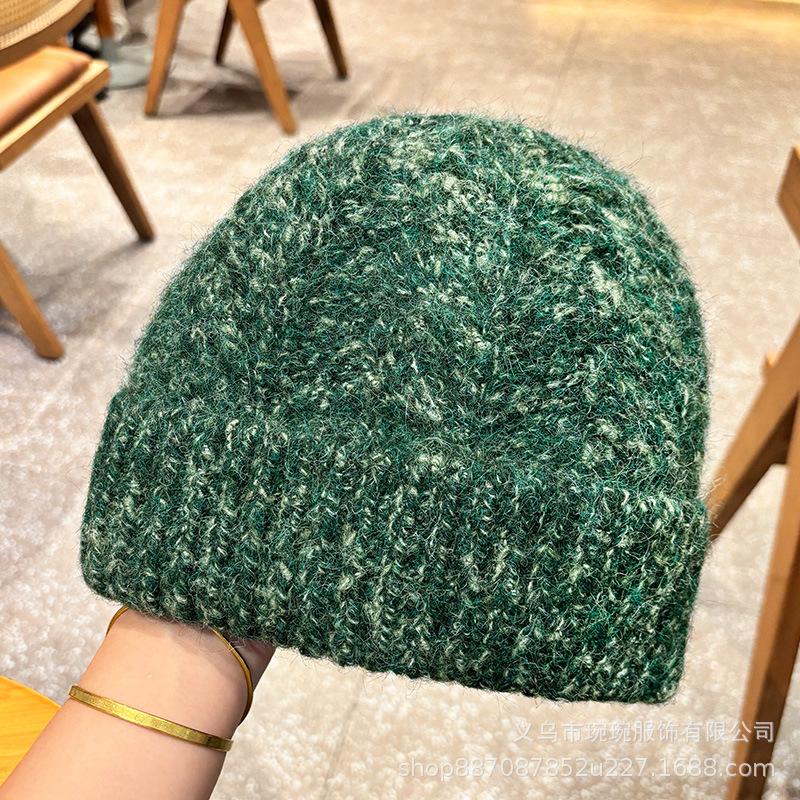 Autumn and Winter Warm Atmosphere Twist Knitted Wool Hat Men's and Women's Street Fashion Versatile Mixed Color Pullover Ear Hat