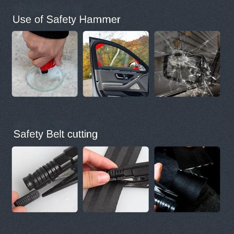Safety Hammer with Rescue Whistle Car Escape Tool 3-in-1 Window Breaker Seatbelt Cutter Compact Emergency Escape Tool for Car