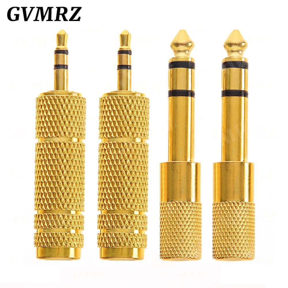 1PCS Gold 6.3mm 1/4" Male Plug To 3.5MM 1/8" Female Jack Stereo Headphone Audio Adapter Home Connectors Adapter Microphone