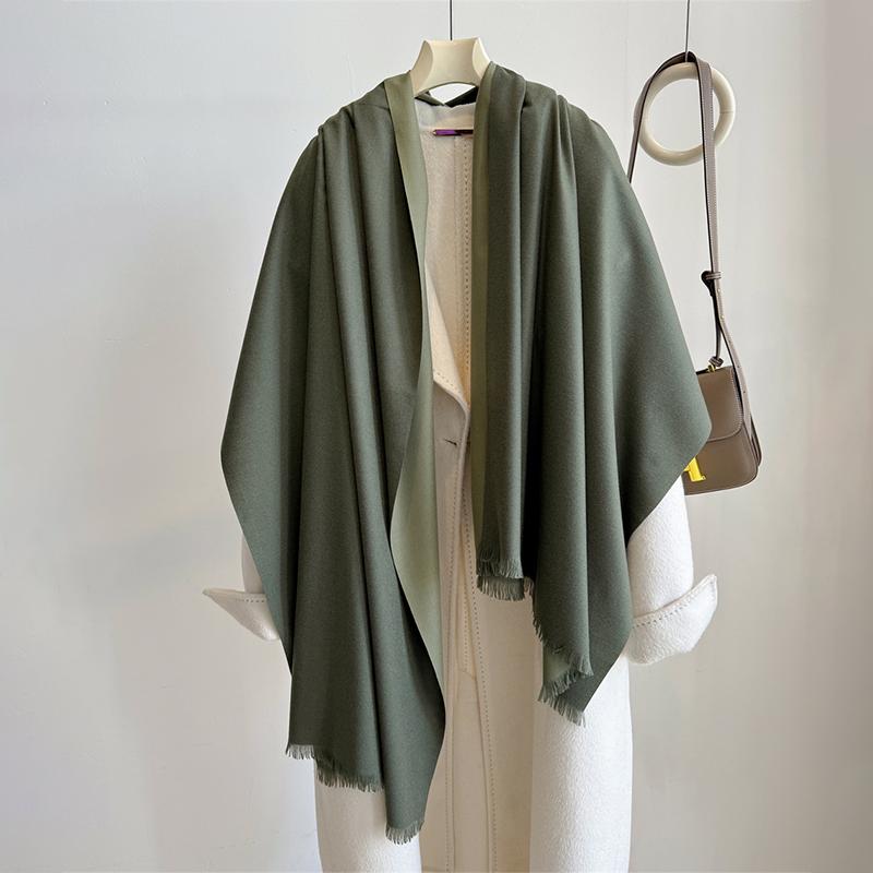 Luxury Winter Cashmere Scarf Women Two Colours Handkerchief Warm Pashmina Female Shawl Wrap Soft Pareo Bufanda Scarves Stole