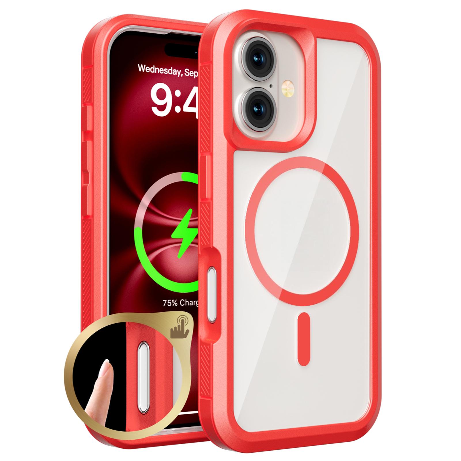 

For iPhone 16 Magnetic Case Translucent Detachable 2 in 1 TPU + PC Shockproof Phone Cover E