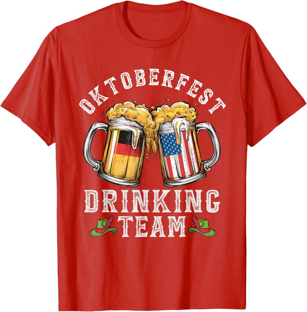 Oktoberfest Squad Drinking Team Beer German American Flag TShirt Woman Man Casual Cotton Graphic T Shirts Streetwear Tops Tee