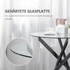 Dining Table with Clear Tempered Glass Top, Round Table with Metal Legs, Modern Kitchen Table for Dining Room Living Room, Black
