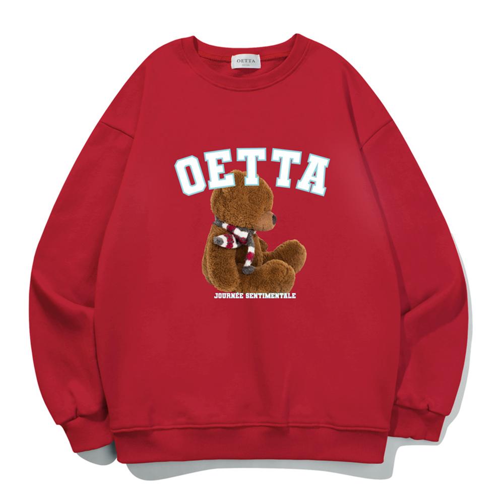 Yda Scarf Teddy Bear Oversized Sweatshirt_Ot3D030Rd Red/M