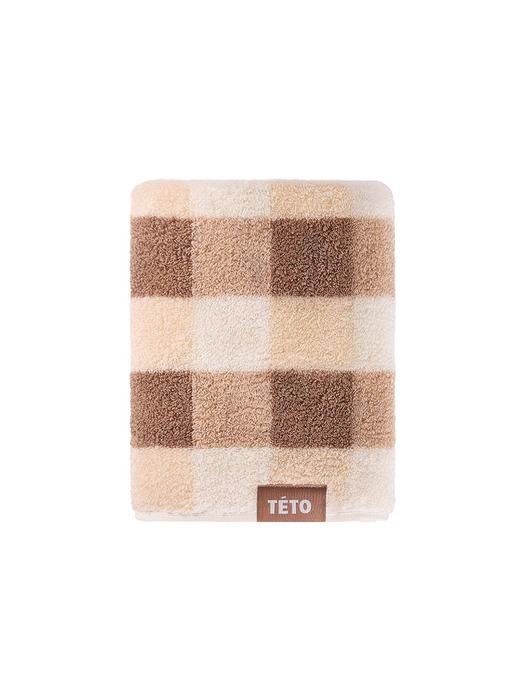 TETO 1P Checkerboard Beige Supima Towel 230g Beige 230g