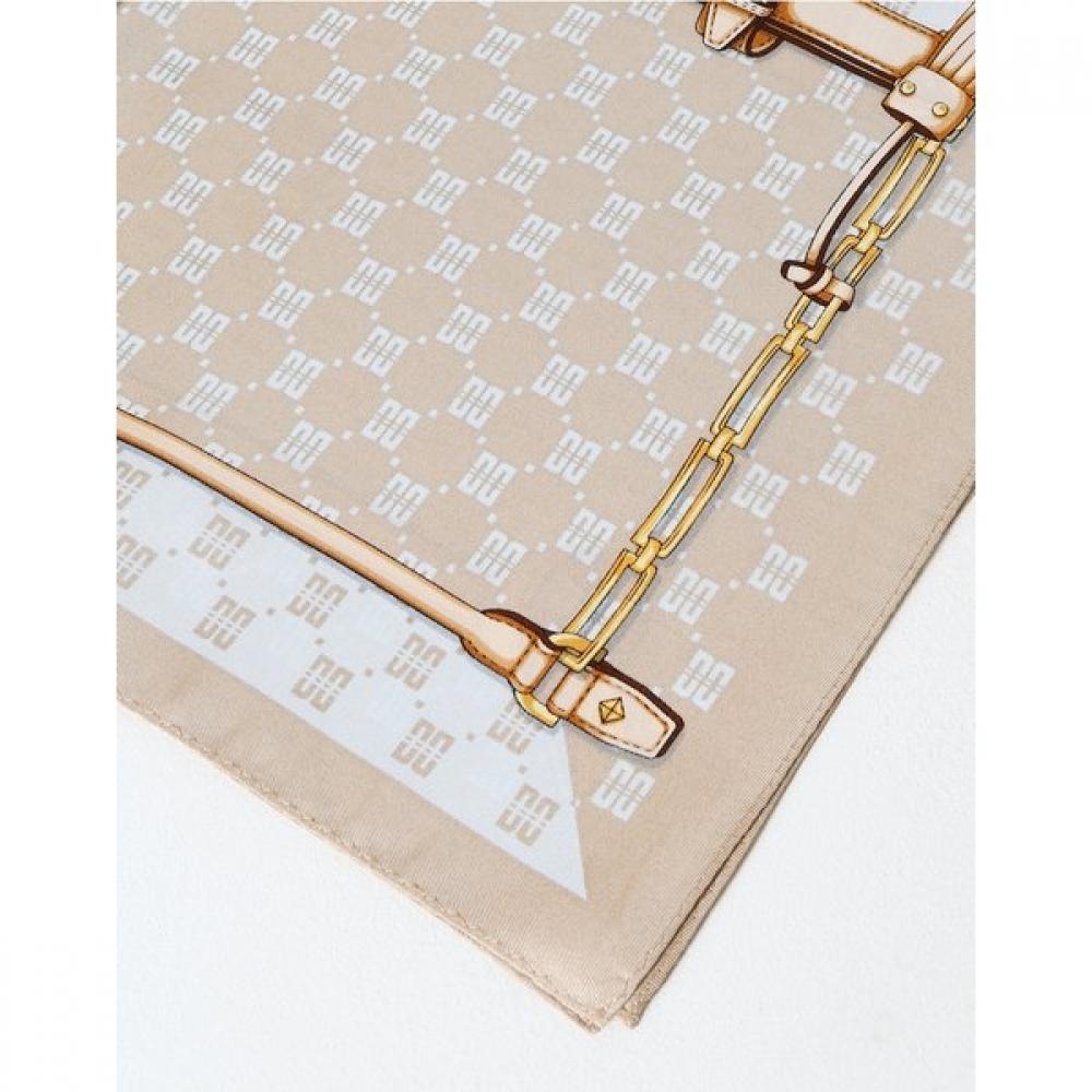 Daks Beige Dd Pattern Square Silk Scarf Dcsc3e241