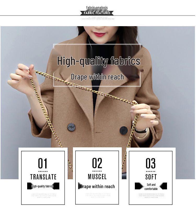 2024 Autumn/Winter Plus Size Slimming Wool Coat for Petite Women