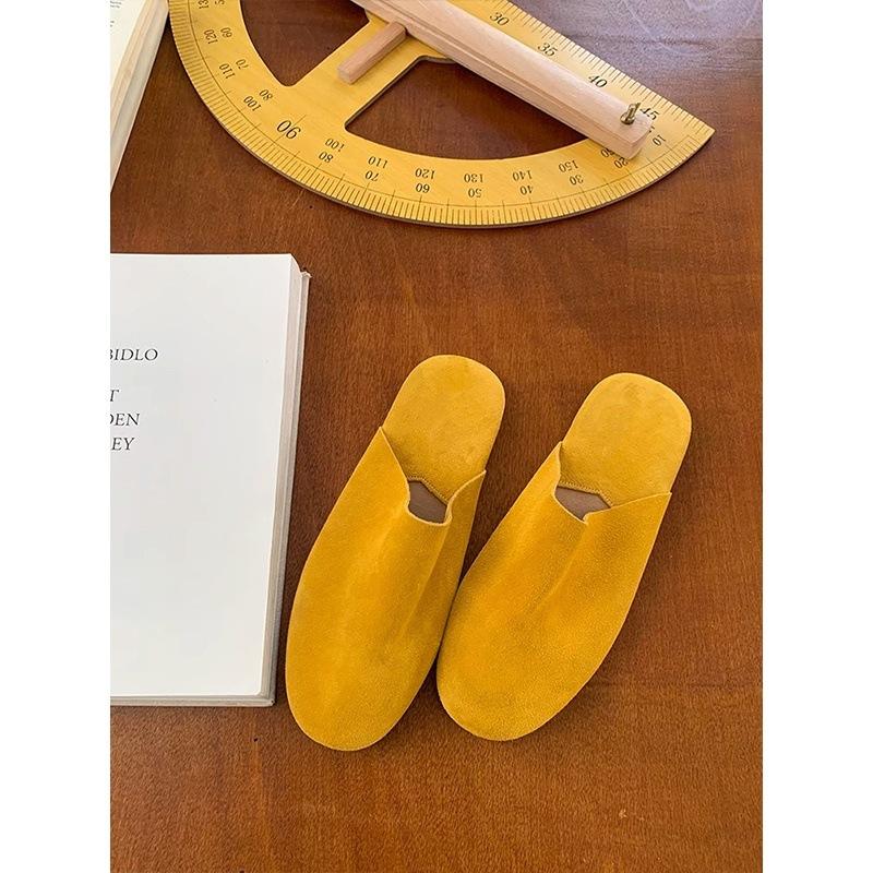 French Retro Lazy Style Bag Head Half Slippers Women's Outer Wear 2025 Comfortable and Versatile Flat-bottomed Casual Cool Slippers