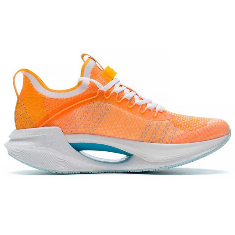 New LINING Jueying Essential Running Shoes Men Low Top Neon Sweet Orange/Standard White ARRS003-7