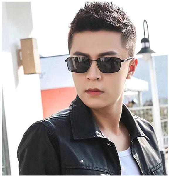 

Men s Trendy Photochromic Polarized Sunglasses with UV Protection for Driving & Fishing Standard Black-Grey Lens