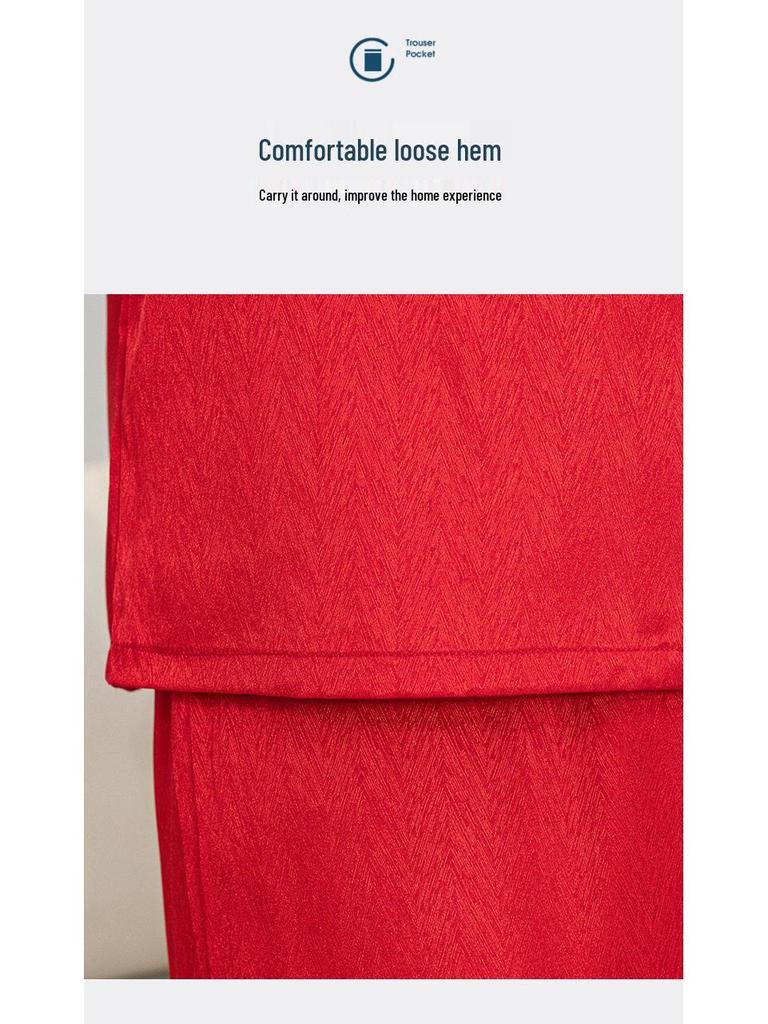 Women's 2025 Universal Lapel Ice Silk Pajamas - Four Seasons, Loose Fit, Plus Size, Solid Color, Comfortable Homewear