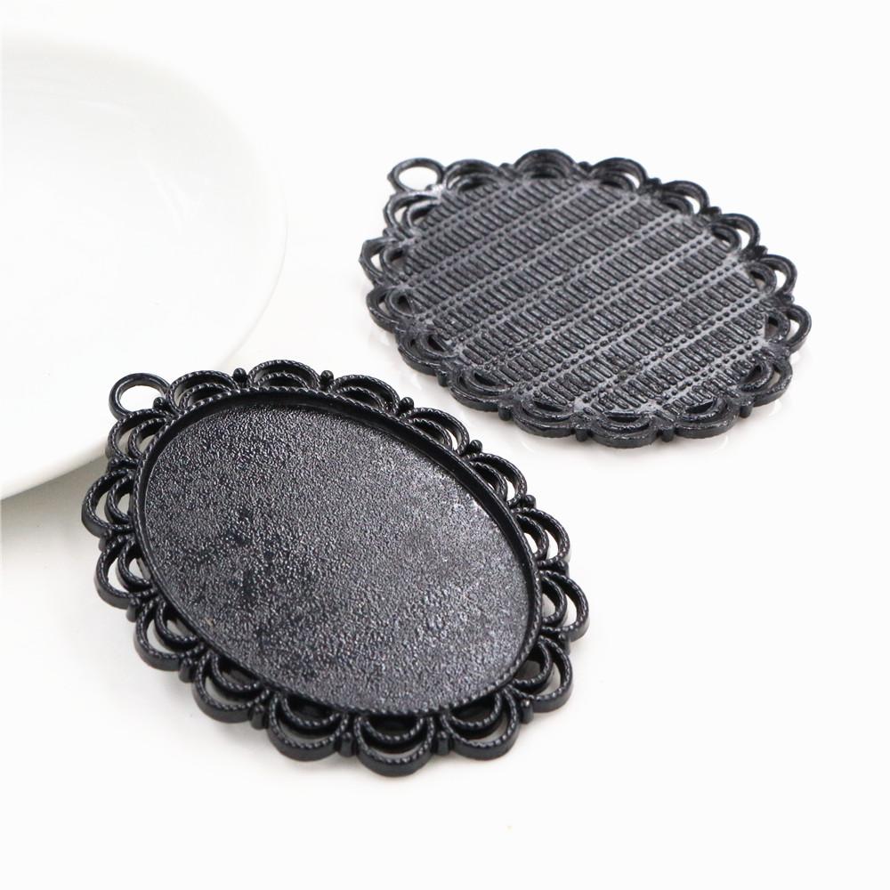 5 Stück 30x40mm Innenmaß 7 Farben Vergoldete Cabochon-Fassung Anhänger Charms