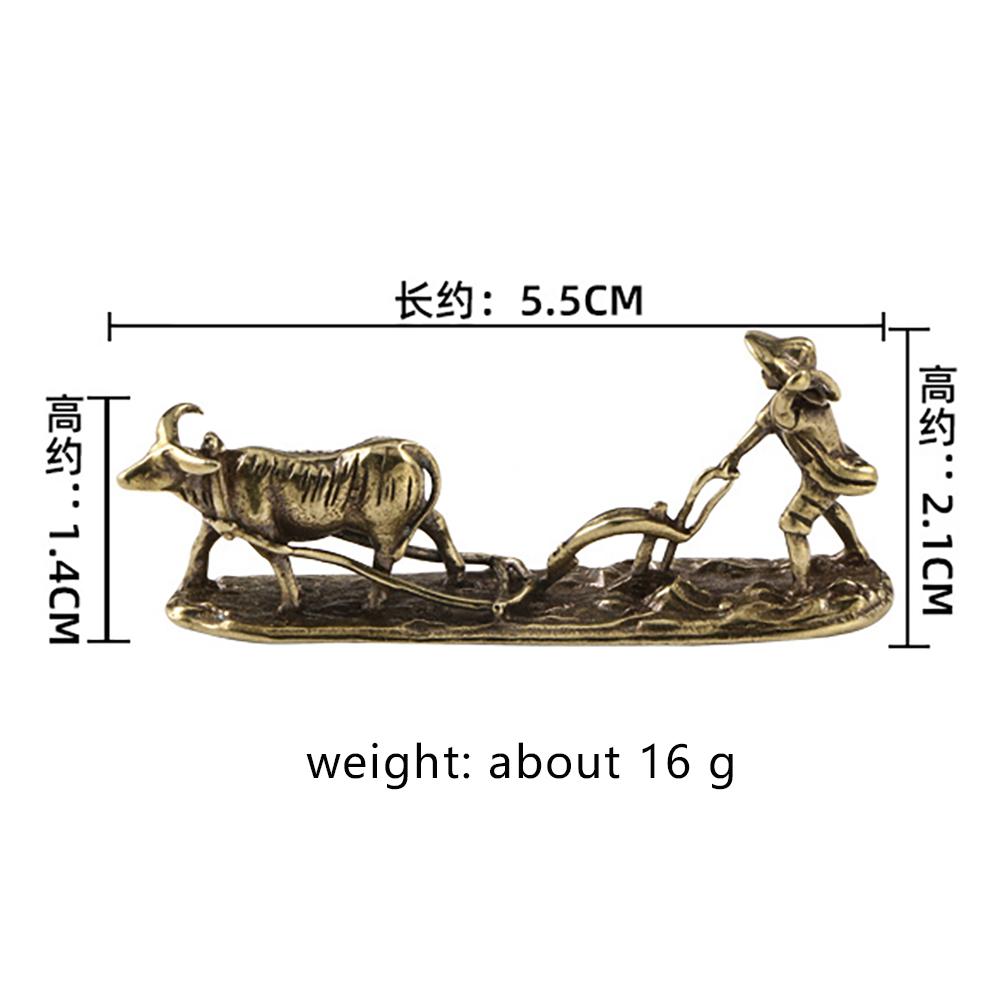 Alter Bauer und Kuh Wohnzimmerdekoration Vintage Heimdeko Sammlung von Teehaustier Bronze Schnitzerei Handgriffe Metallhandwerk