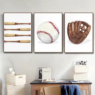 Baseball Bat Mitten Ball Poster Canvas Painting Print Sport Wall Art Picture for Living Room Home Decor Mural Unframed