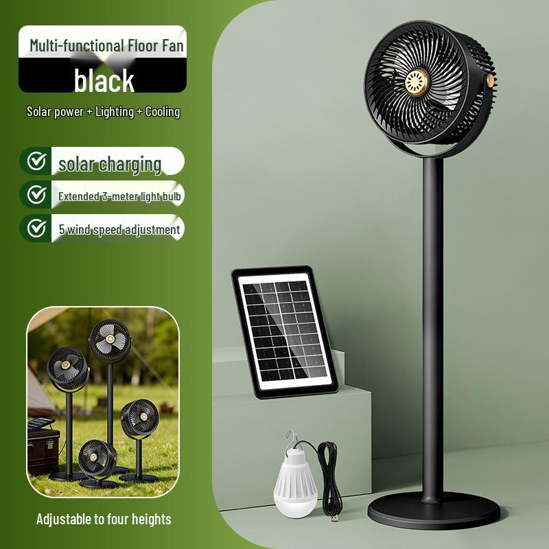 Solar-Powered Retractable Floor Fan with USB and Outdoor Lighting 23.8cm x 23.8cm x 86.5cm