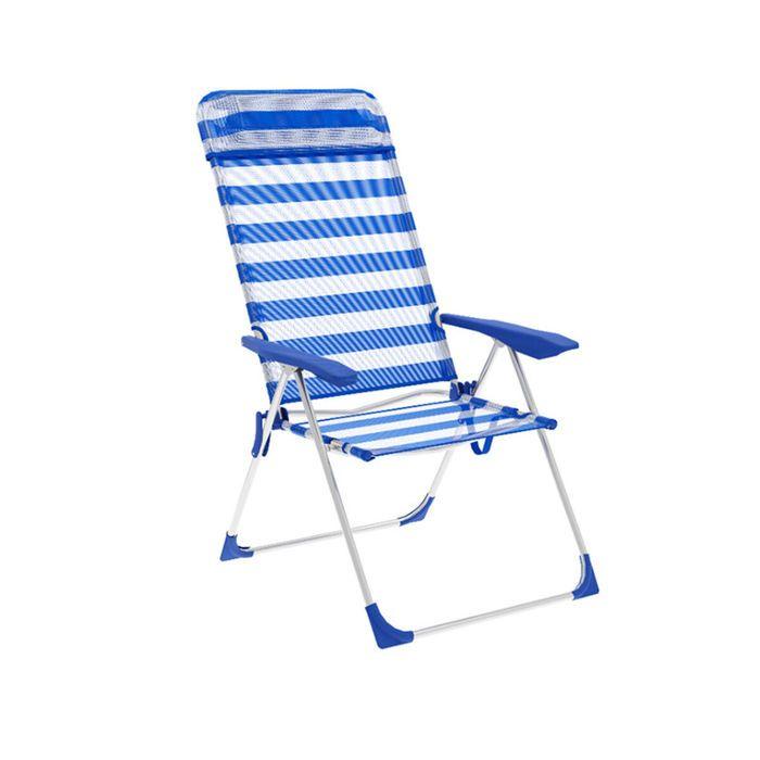 Chaise de Plage Pliable Bleu Blanc | Chaise Pliante Camping | Chaise Camping | Chaise de Camping | Chaise de Jardin - Marbueno