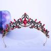 DIEZI Elegant Korean AB Pink Red Crystal Tiara Crown Women Girls Party Wedding Princess Rhinestone Bridal Crown Hair Jewelry