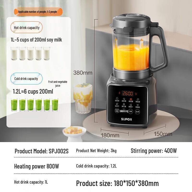 Supor 1.2L Quiet Multi-functional Blender CN plug (adapter included)