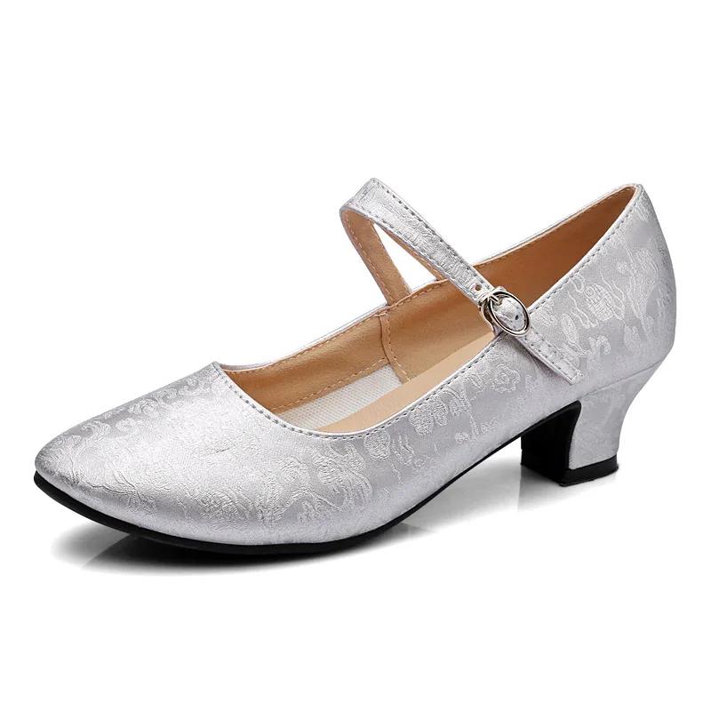 Latin Dance Shoes Lady Closed Toe Salsa Pumps Low Heels Sandals Ballroom Dancing Shoes for Women Zapatos Mujer