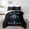 F1 Car X Ray Wireframe Blueprint Bedding set (1 duvet cover, 2 pillowcases, duvet not included), Black Blue Holographic Top View Art Print