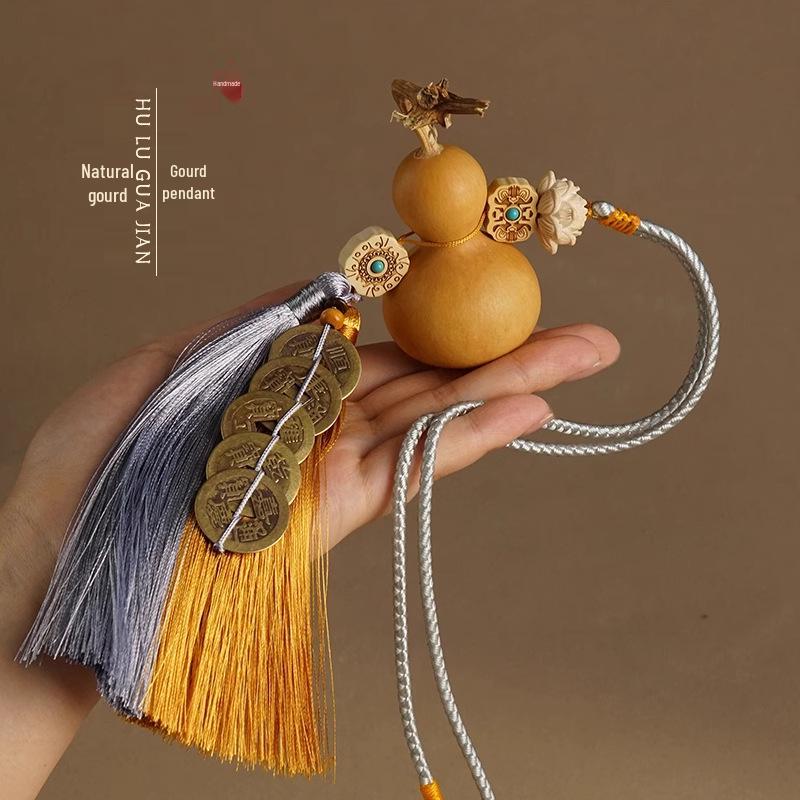 Decor cu monede de buxus pentru intrare auspicioasă: Calabază Naturală & Cinci Monede Imperiale pentru Dormitor & Camera de Zi