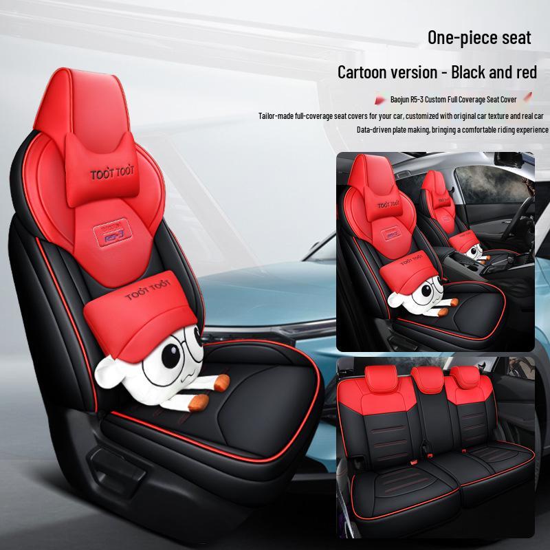 QQG Maßgefertigter Sportsitzbezug aus Leder für Baojun RS-3: Ganzjahres-Kissenpolster