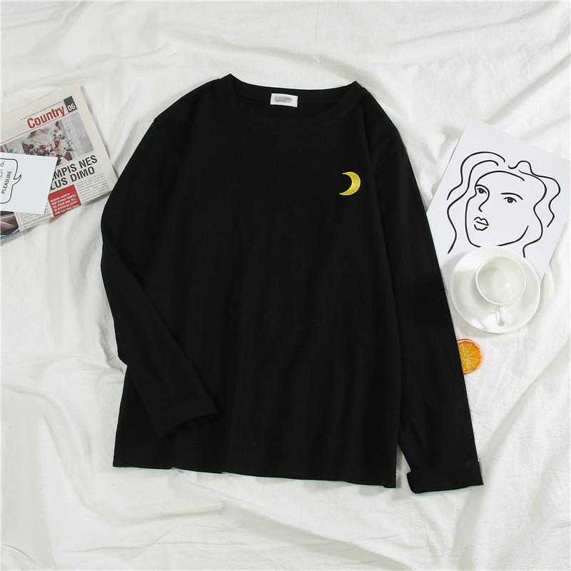 Women Cartoon Embroidery Shirts Tops Autumn Long Sleeve Harajuku Pullover Casual Loose Student Funny Blouses