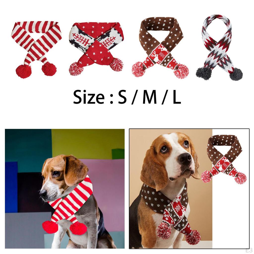 Christmas Dog Cat Santa Scarf Xmas Pet Knitted Winter Neck Warmer Costume for Puppy