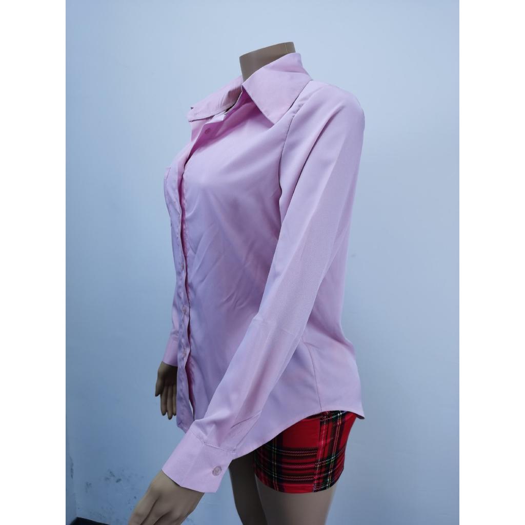 Spring Summer Women's Solid Color Lapel Long Sleeve Shirt Fashion Casual Blouse for Women