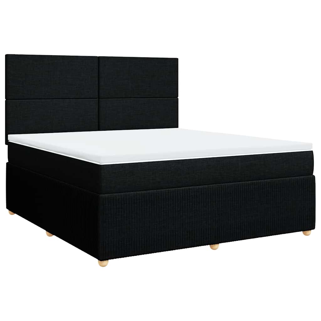 Vidaxl Continental Bed with Mattress, Black, Fabric 180X200 Cm