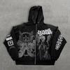 American Autumn and Winter Angel Print Hoodie Zipper Men's and Women's Loose Sweater Retro Style