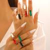 2pcs set Elegant Colorful Square Glass Zircon Stone Rings for Women Jewelry Anniversary Anti-allergy Crystal  Rings Gift